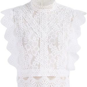 White lace crop top